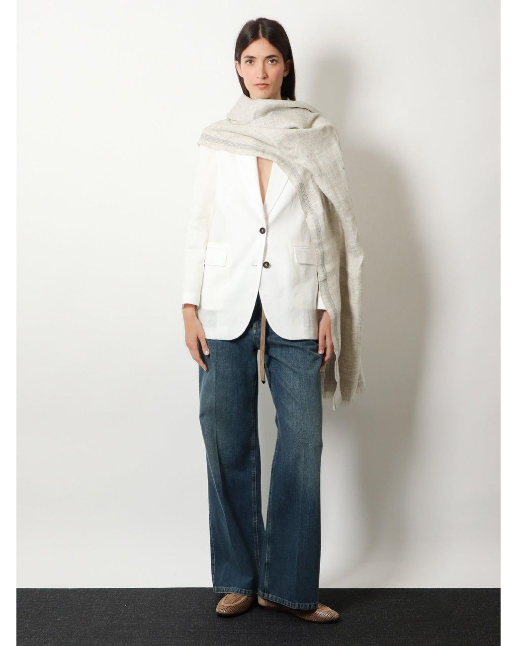 Brunello Cucinelli White Cotton Blazer