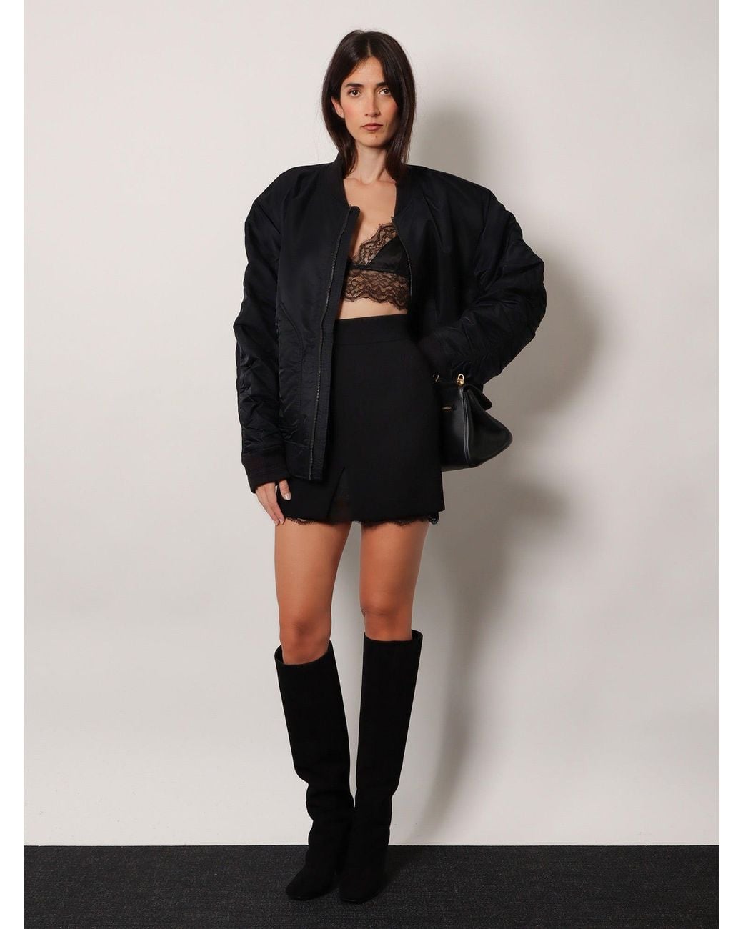 Dolce & Gabbana Black Virgin Wool Miniskirt With Lace Detail