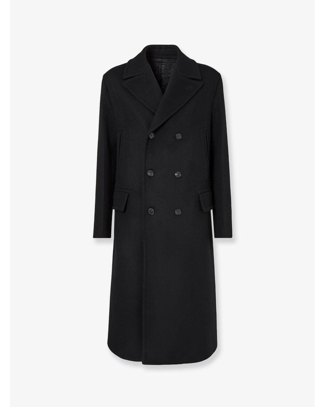 Fendi Black Double-Breasted Wool And Angora Blend Coat for men