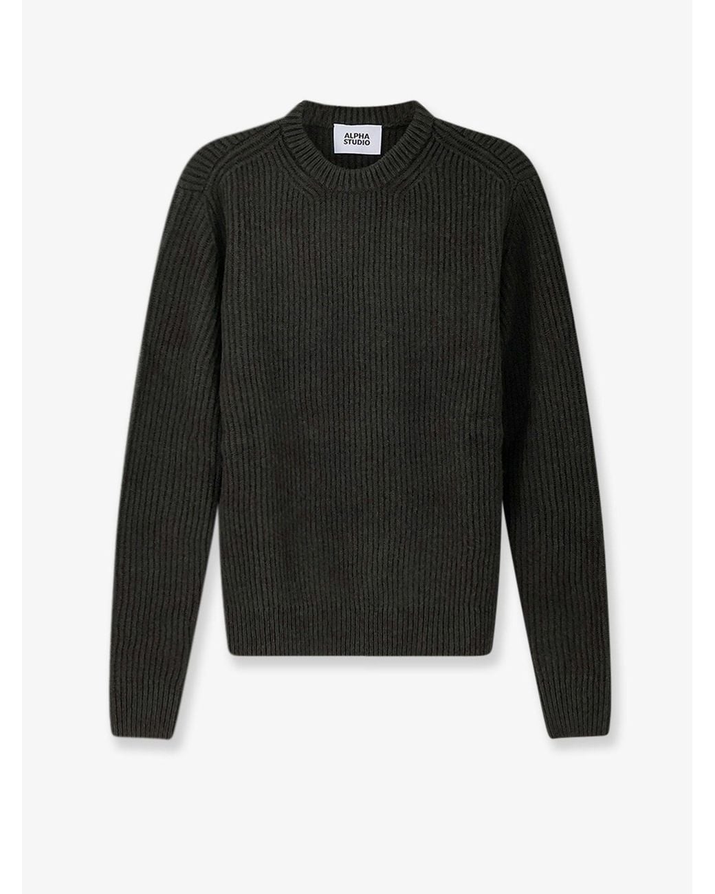 Alpha Studio Black Virgin Wool And Cashmere Sweater for men