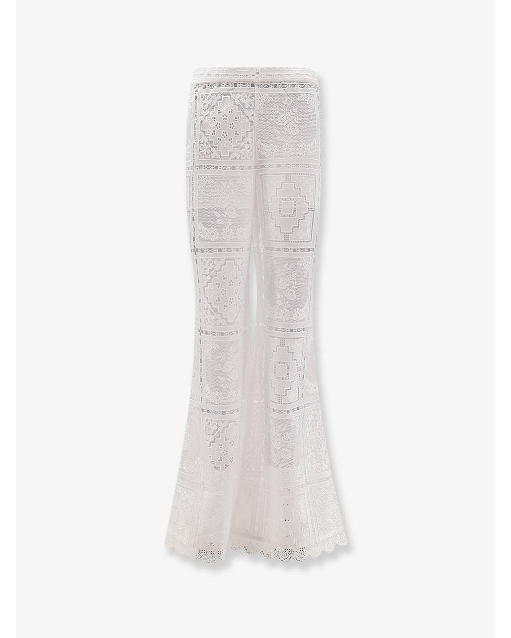 Zimmermann White Aster Embroidered Trousers