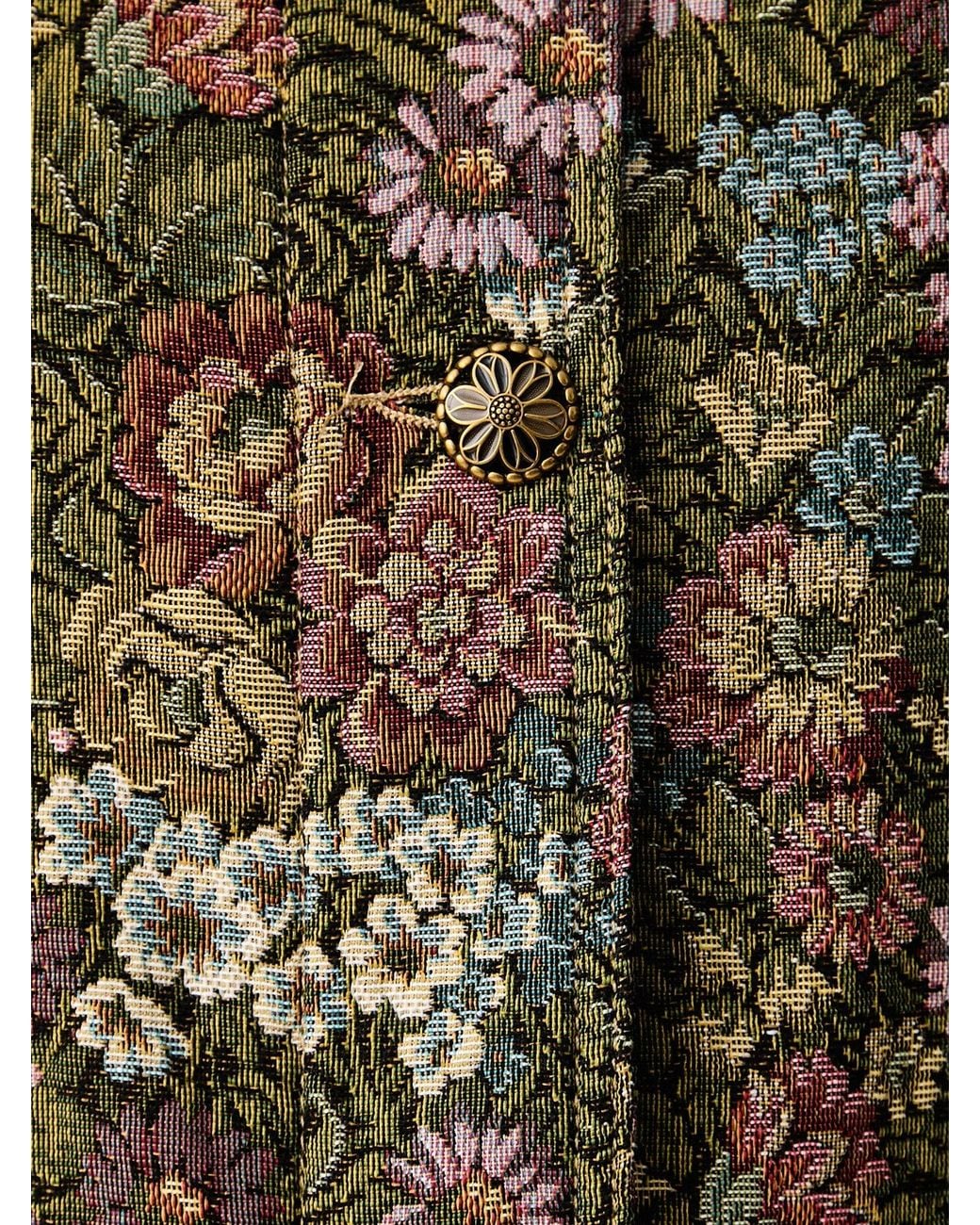 Farm Rio Multicolor Flower Jacquard Trenchcoat With Logo Patch