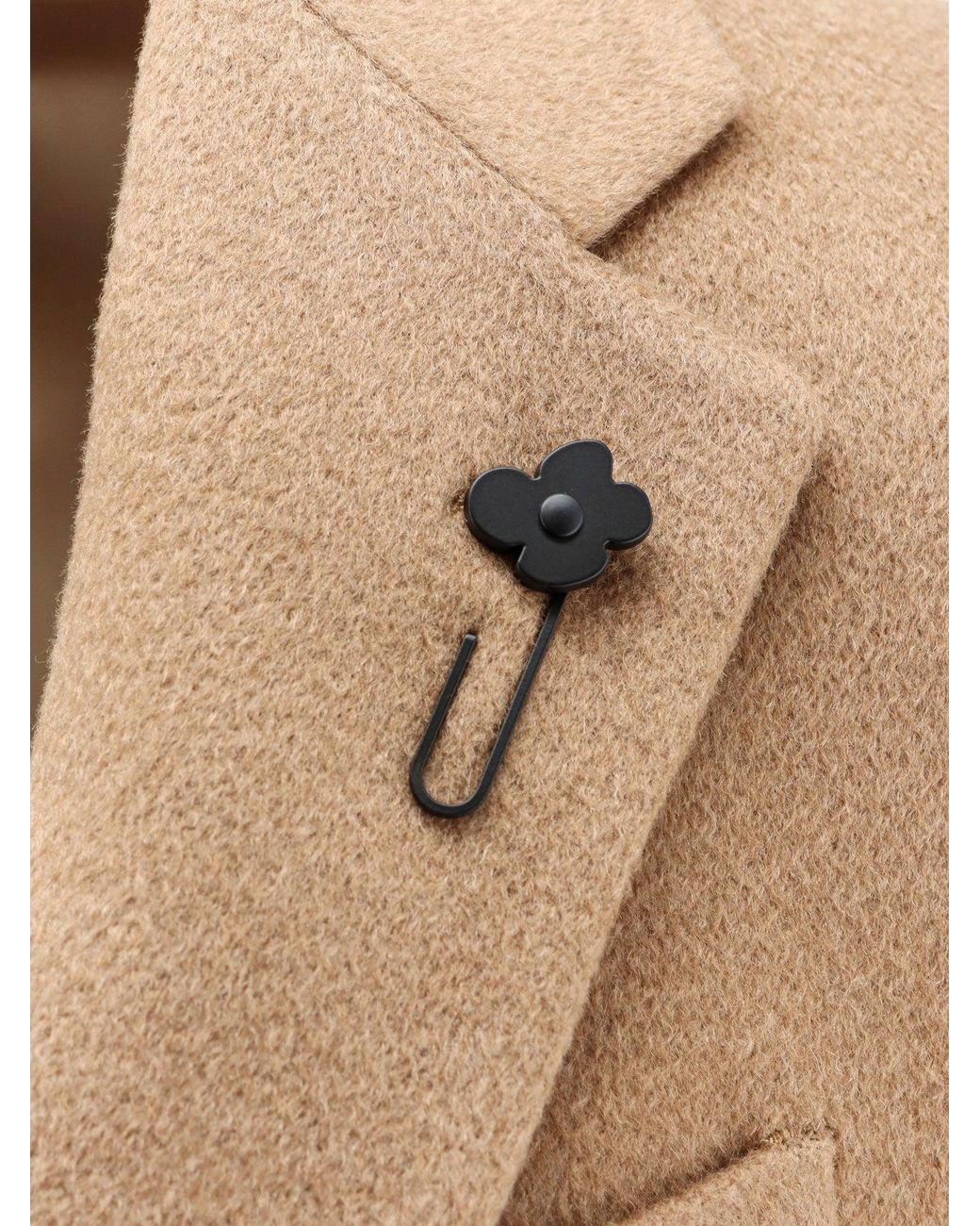 Lardini Natural Camel Hair Coat With Iconic Brooch for men
