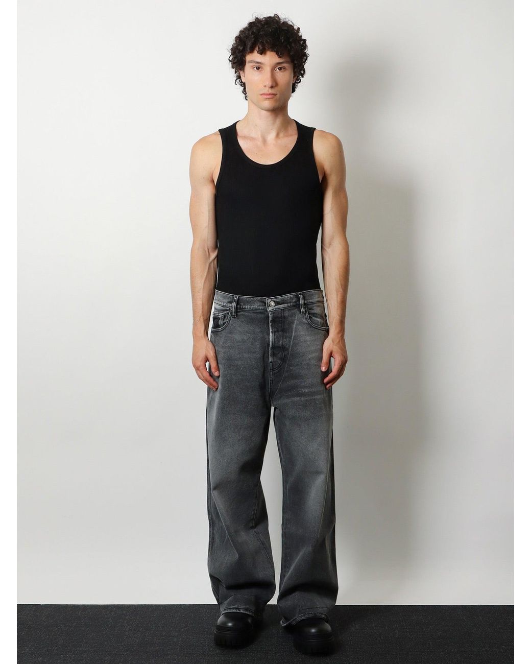 NUMERI 123456789 Gray Denim Trousers for men