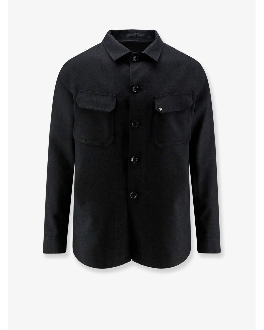 Tagliatore Black Calvin Virgin Wool Shirt/Jacket for men