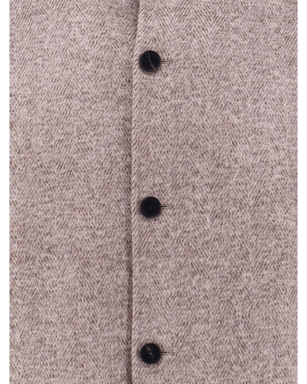 Amaranto Brown Single-Breasted Wool And Cashmere Blend Coat With Herringbone Pattern for men