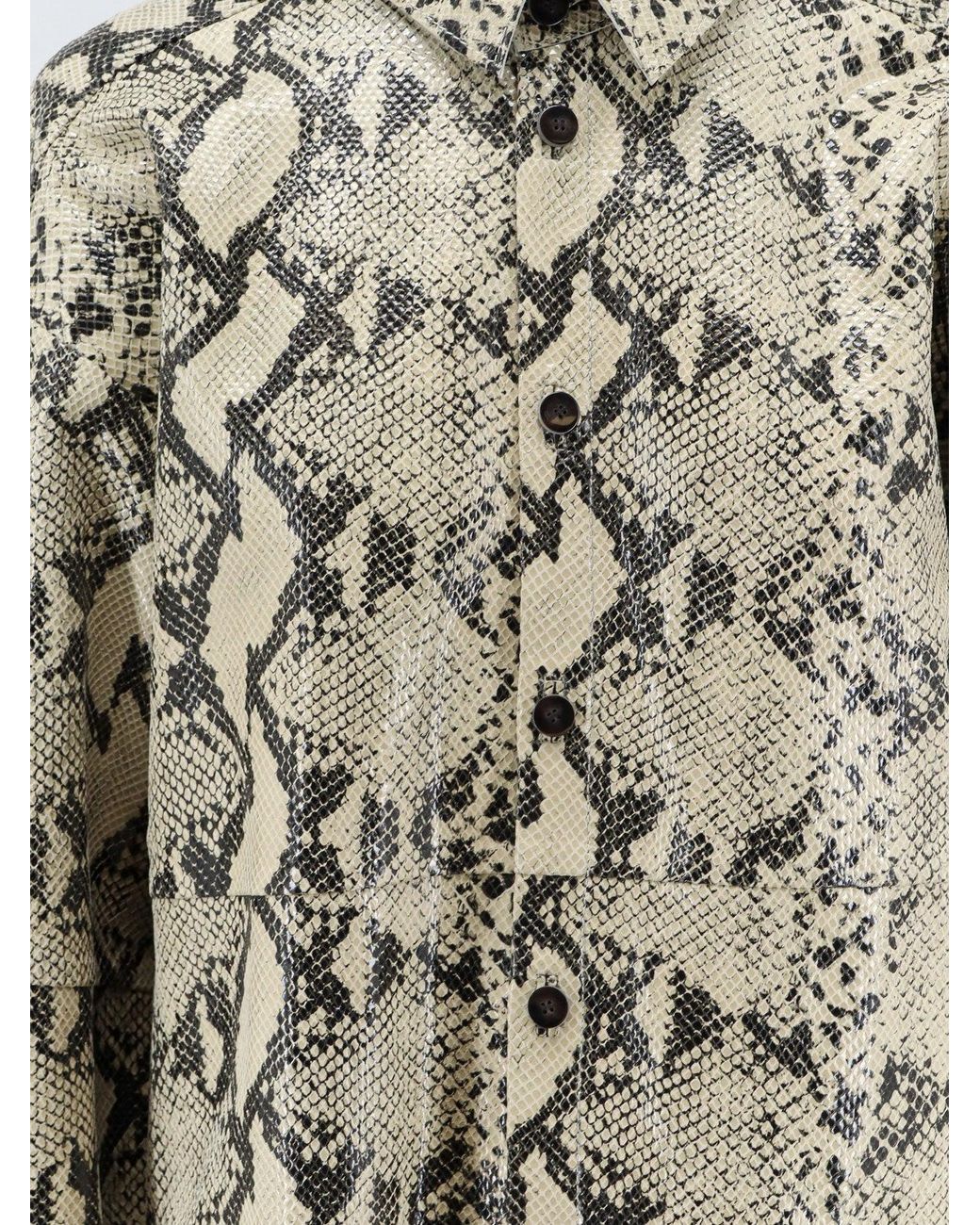 Alysi White Python Print Leather Shirt