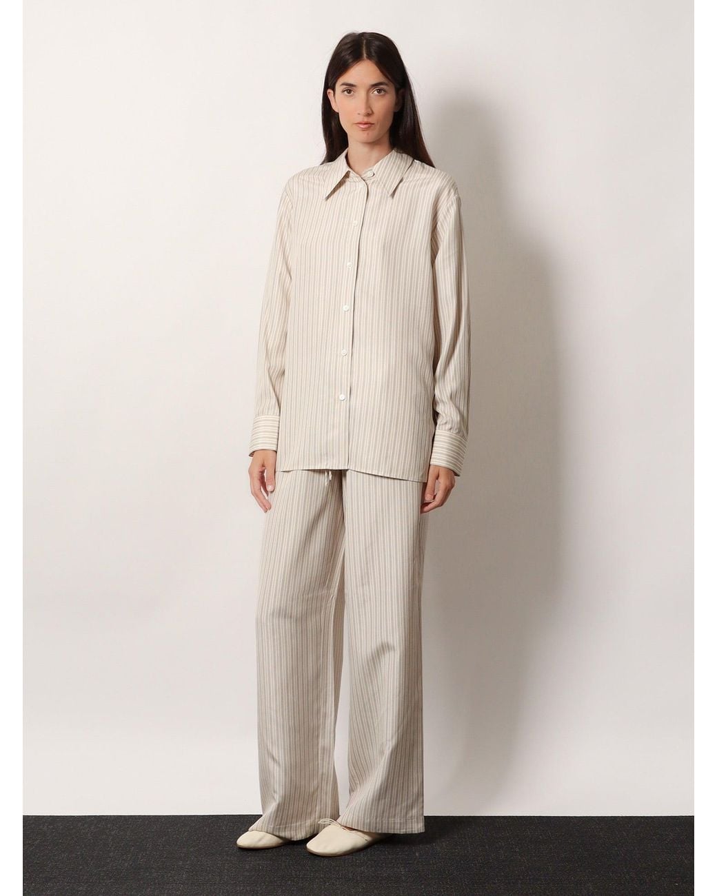 Rohe Natural Silk Striped Trousers