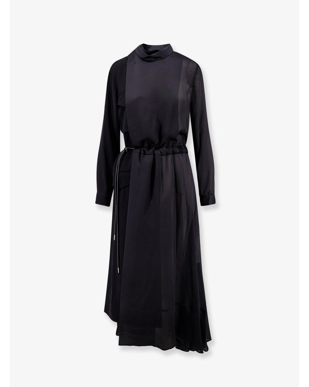 Sacai Black Dress With Satin Inserts