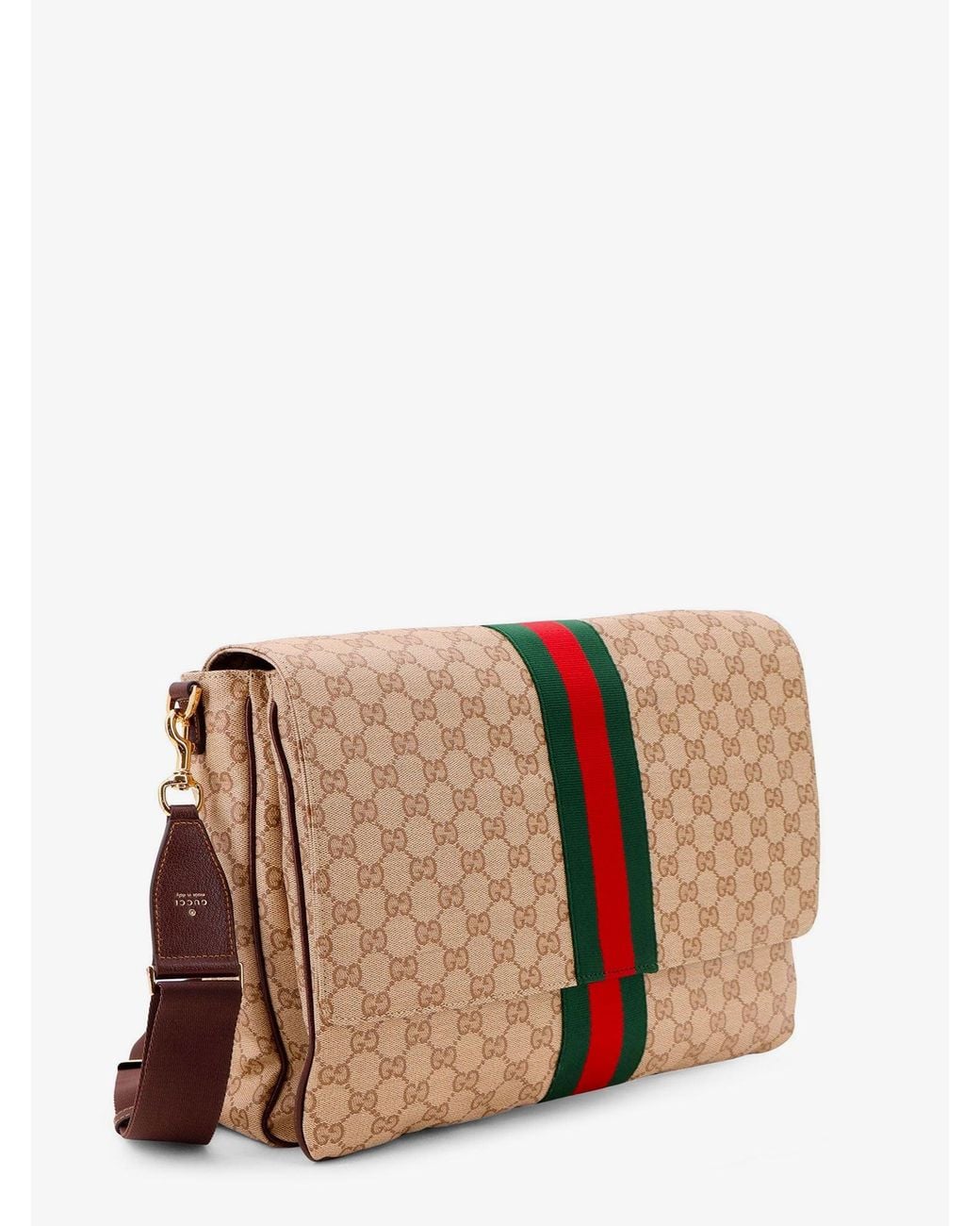 Gucci Brown Gg Canvas Crossbody Bag With Front Web Detail for men