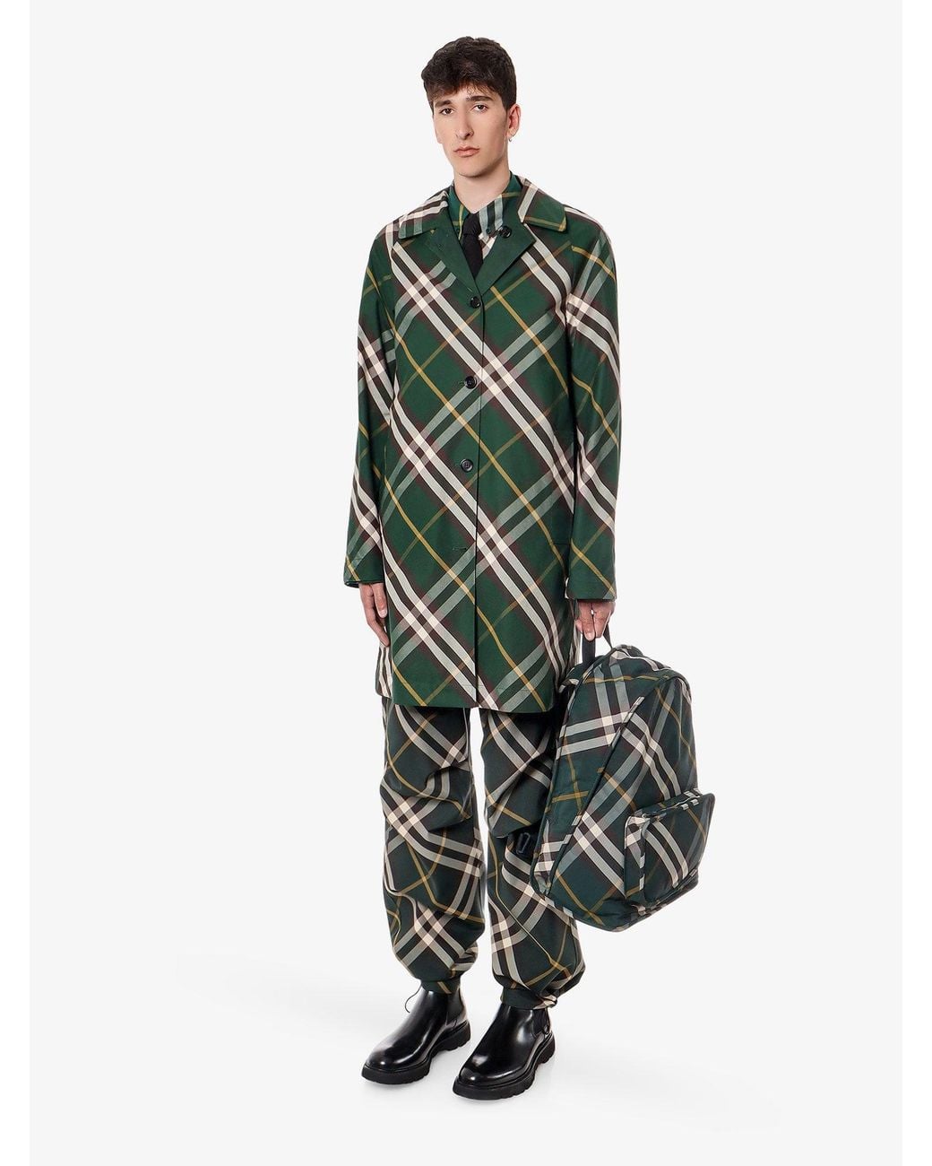 Burberry Green Ered Reversible Checkered Gabardine Midi for men