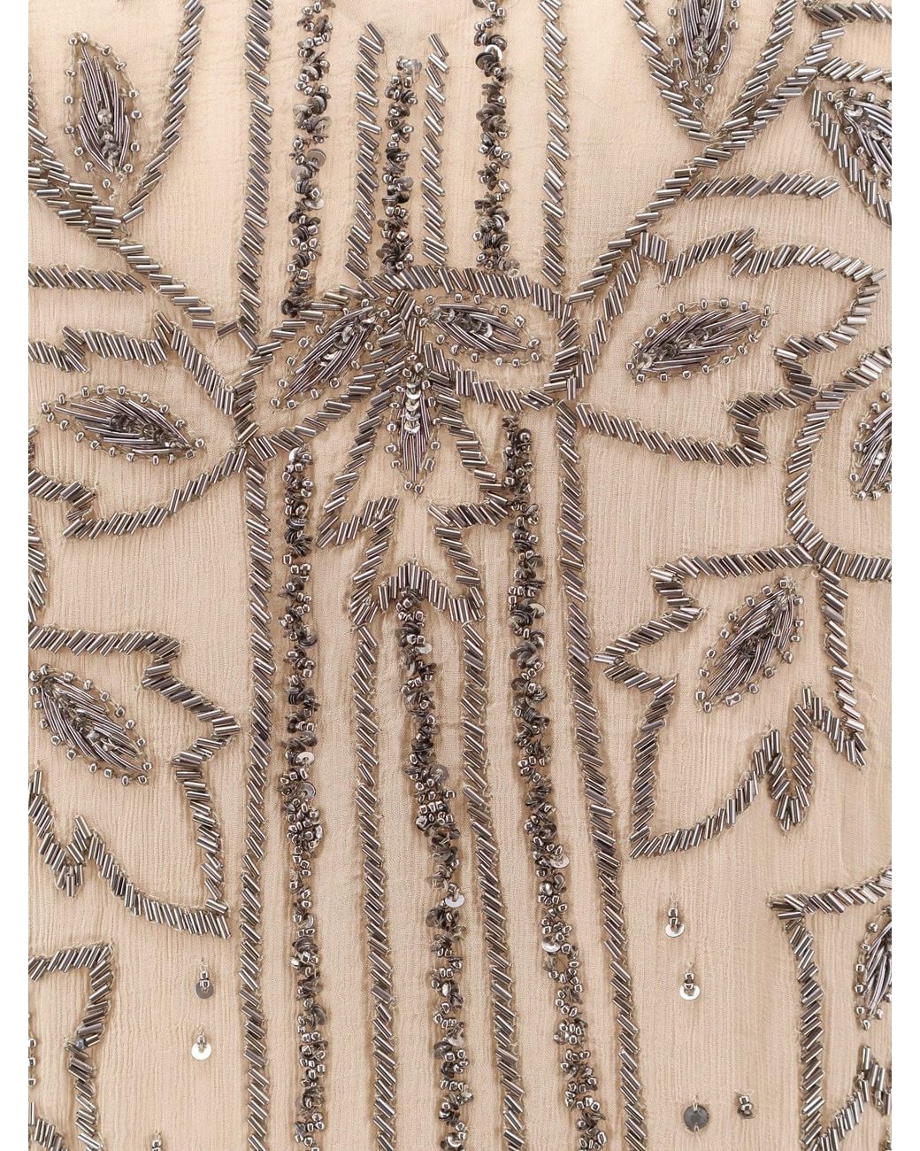 Mes Demoiselles Natural Breny Viscose Dress With Sequins And Rhinestones