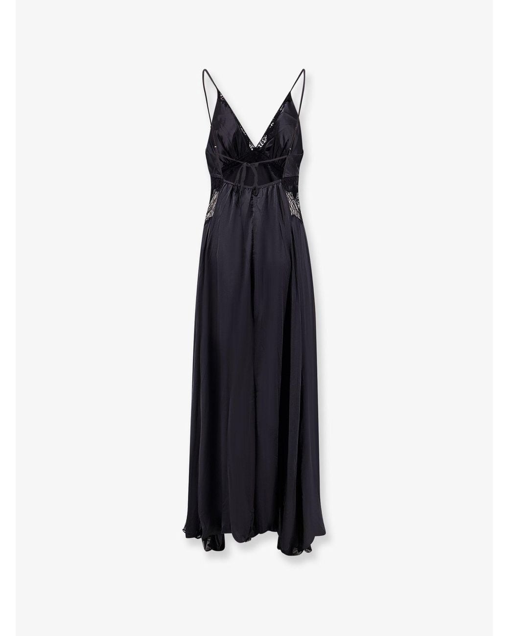 Mes Demoiselles Blue Cecile Viscose Dress With Lace Inserts