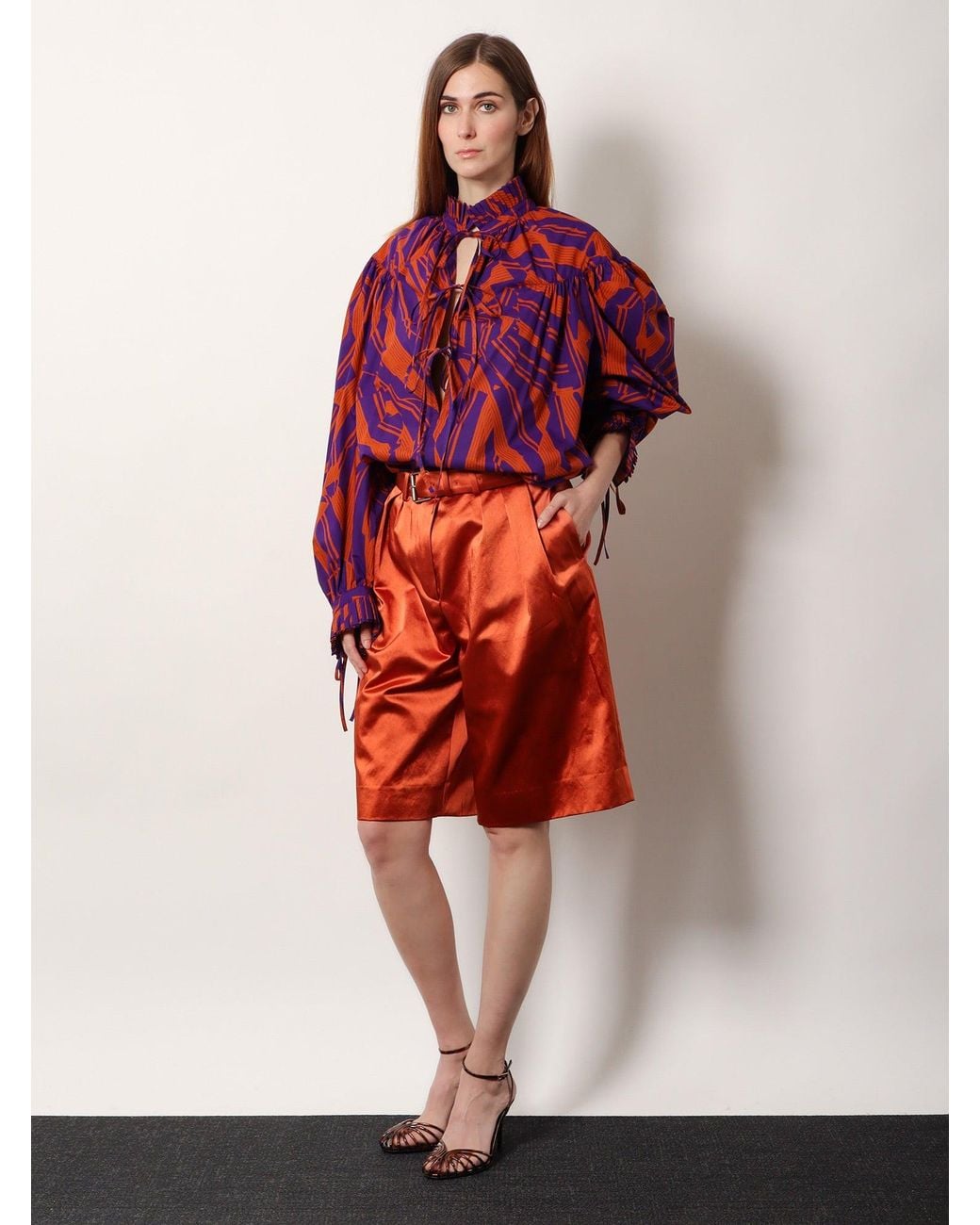 Dries Van Noten Red Cotton Blend Bermuda Shorts