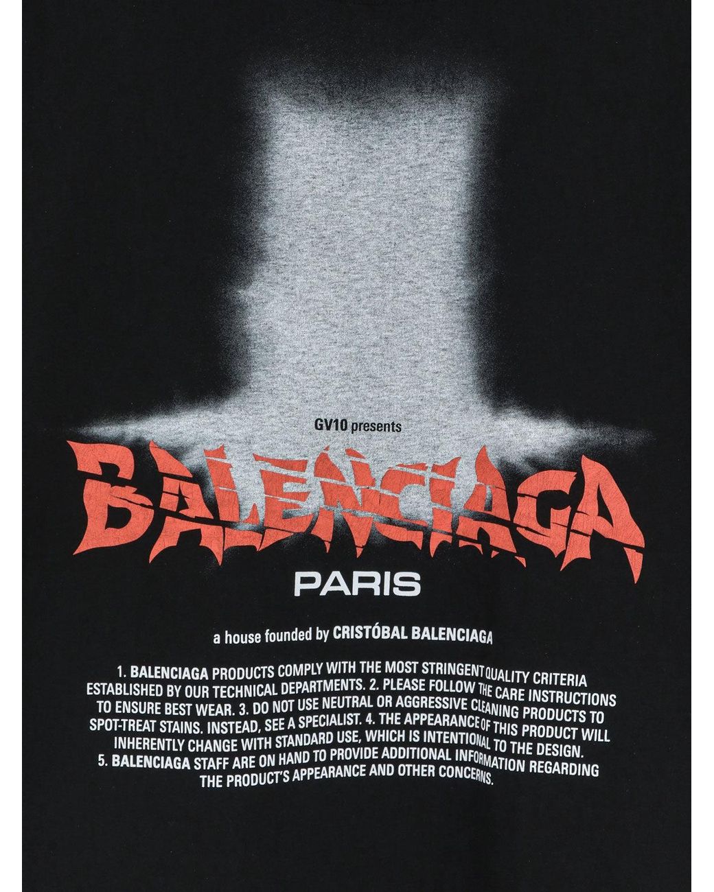 Balenciaga Black Cotton T-Shirt With Front Logo Print