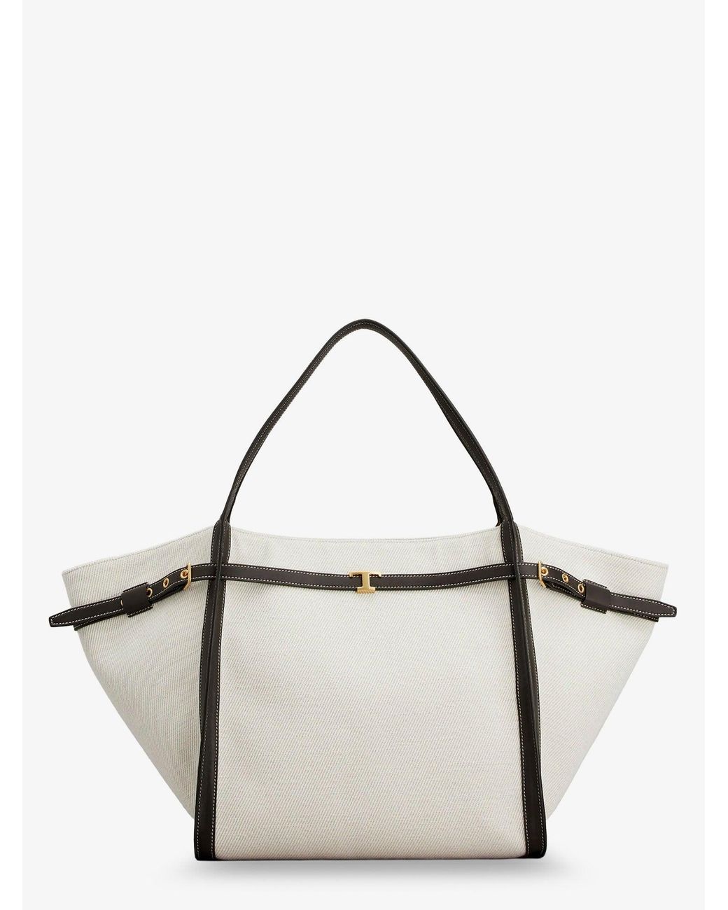 Tod's Metallic Tim Canvas And Leather Medium Shopping Bag