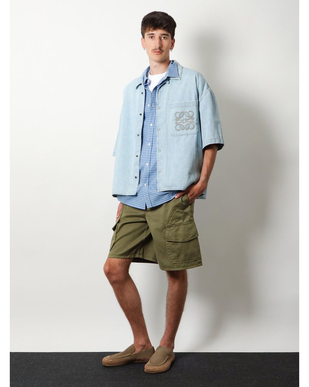 Loewe Green Paulas Ibiza Cotton Cargo Bermuda Shorts for men