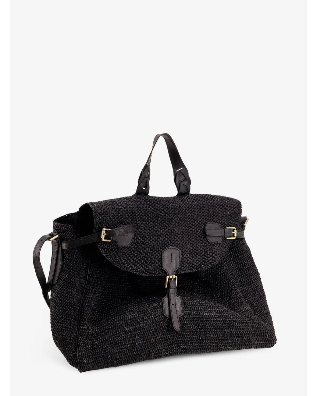 IBELIV Black Alpha Raffia Shoulder Bag for men
