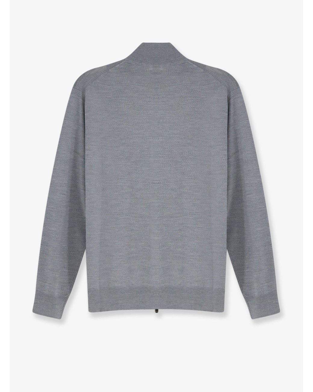 Bramani Cashmere Gray Wool Cardigan With Zip for men