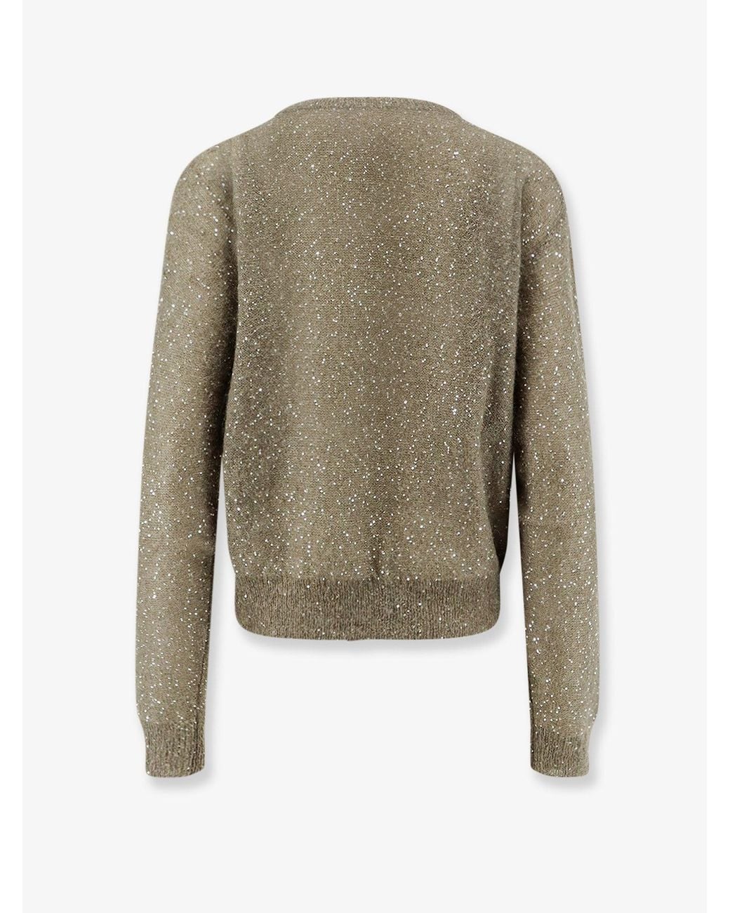 Nude Green Mohair Blend Sweater With Sequins