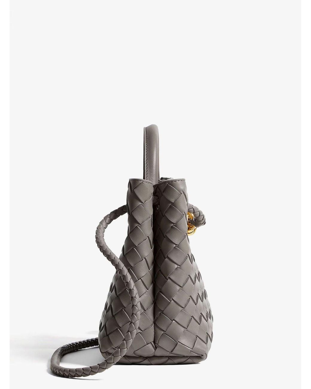 Bottega Veneta Gray Andiamo Small Leather Crossbody Bag