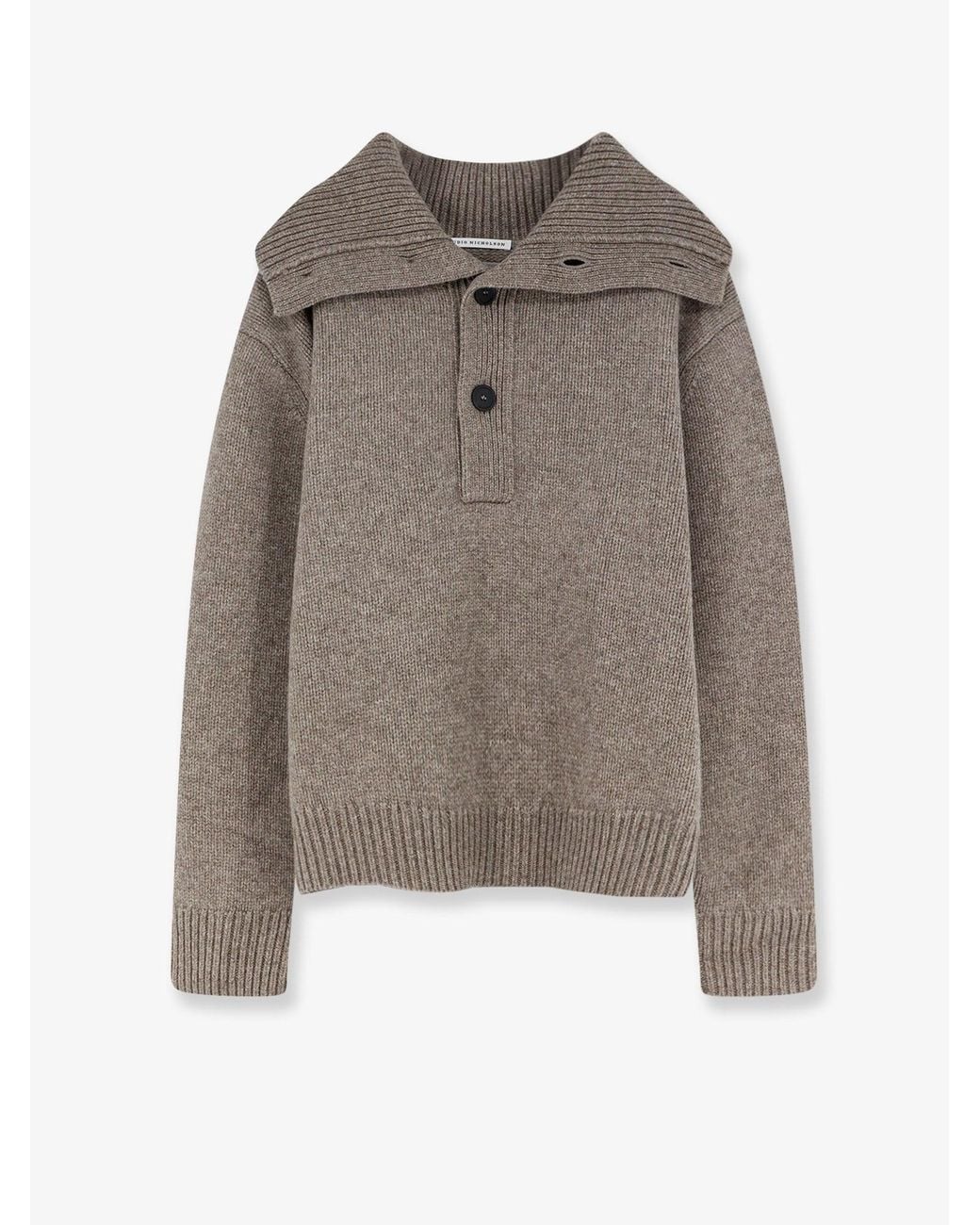 Studio Nicholson Gray Button-Up Yax And Extrafine Merino Wool Sweater for men