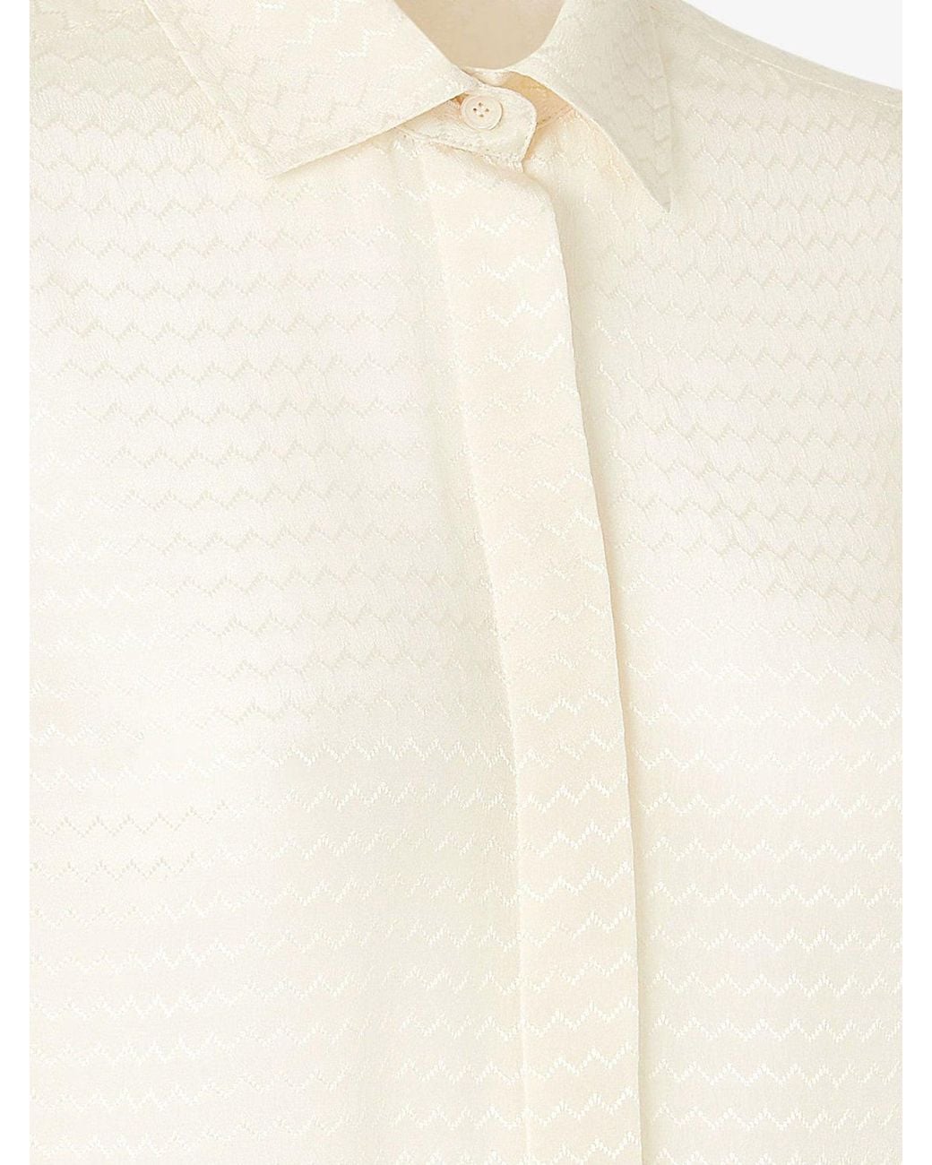 Fendi White Silk Jacquard Chemisier Dress