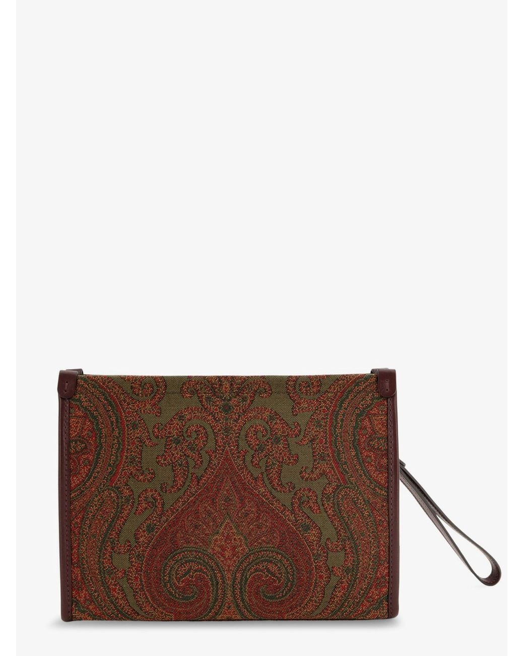 Etro Brown Paisley Pattern Clutch Bag