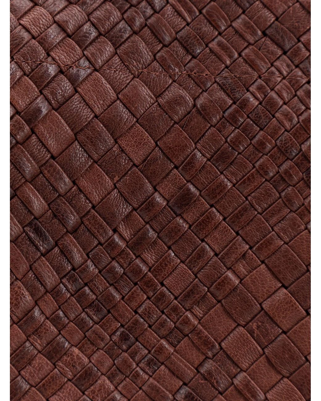 IBELIV Brown Paris Vegetable Leather Shoulder Bag With Woven Pattern