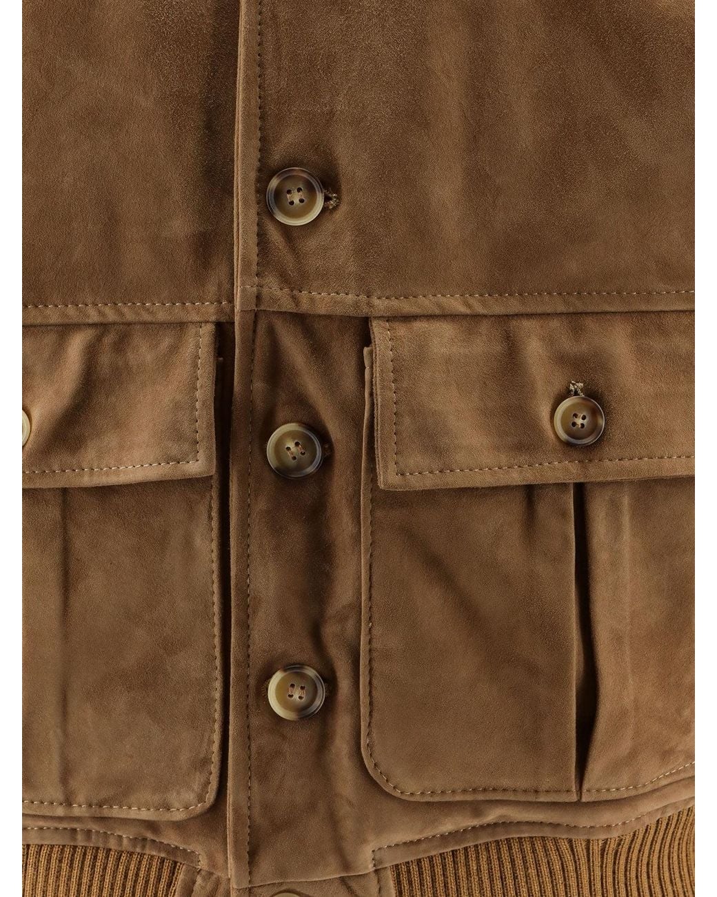 DFOUR® Brown Suede Jacket for men