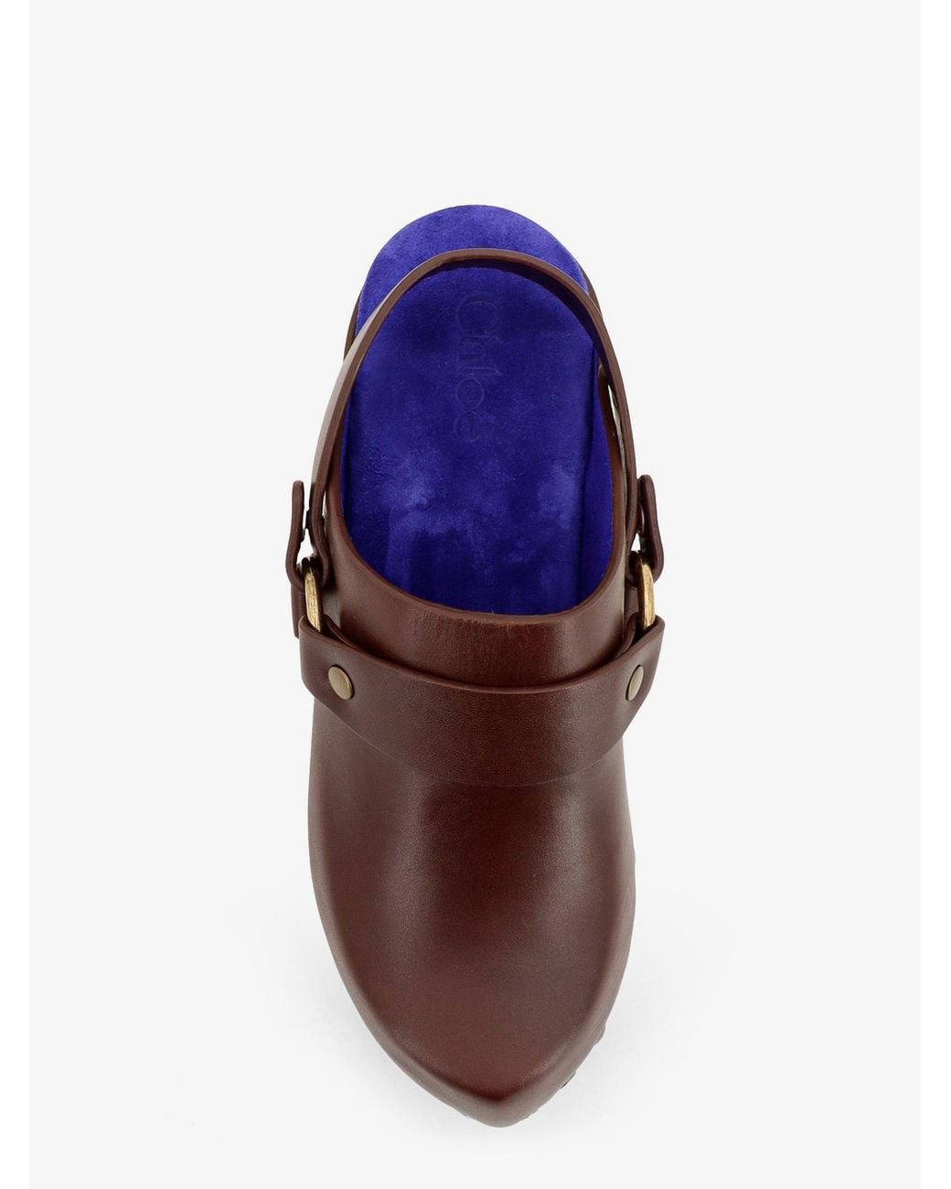Chloé Brown Talis Wedge Leather Clogs
