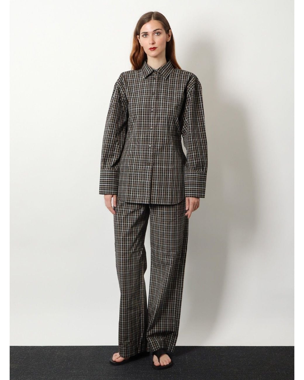 Rohe Gray Cotton Shirt With Check Pattern