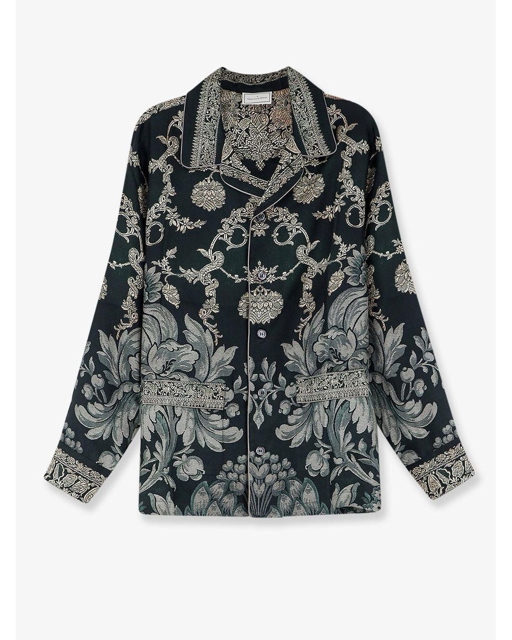 Pierre Louis Mascia Black Aloe Silk Pajamas Shirt