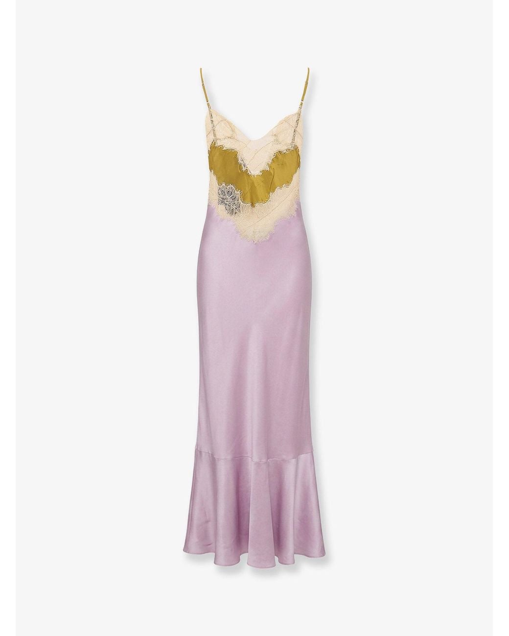 Mes Demoiselles Pink Fina Viscose Dress With Lace Profile