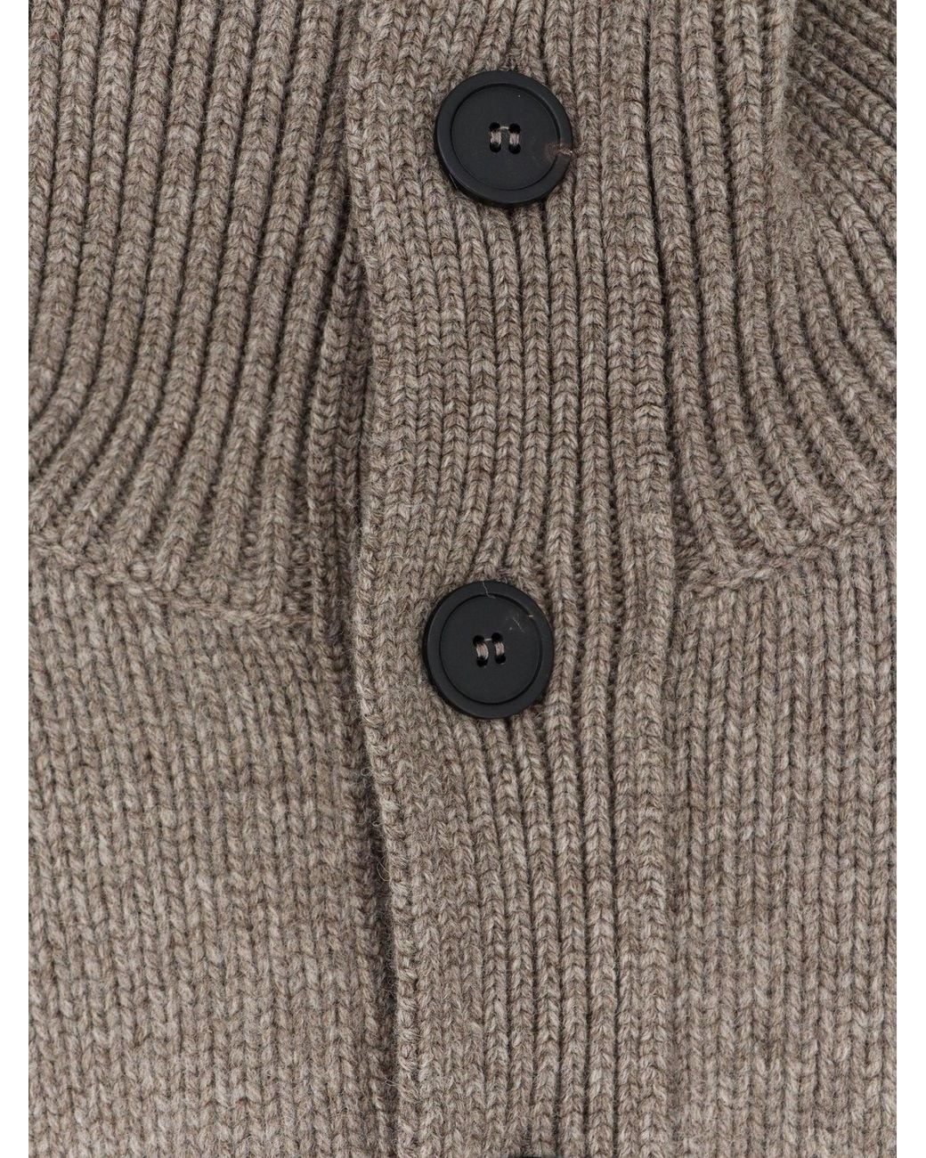 Studio Nicholson Gray Button-Up Yax And Extrafine Merino Wool Sweater for men