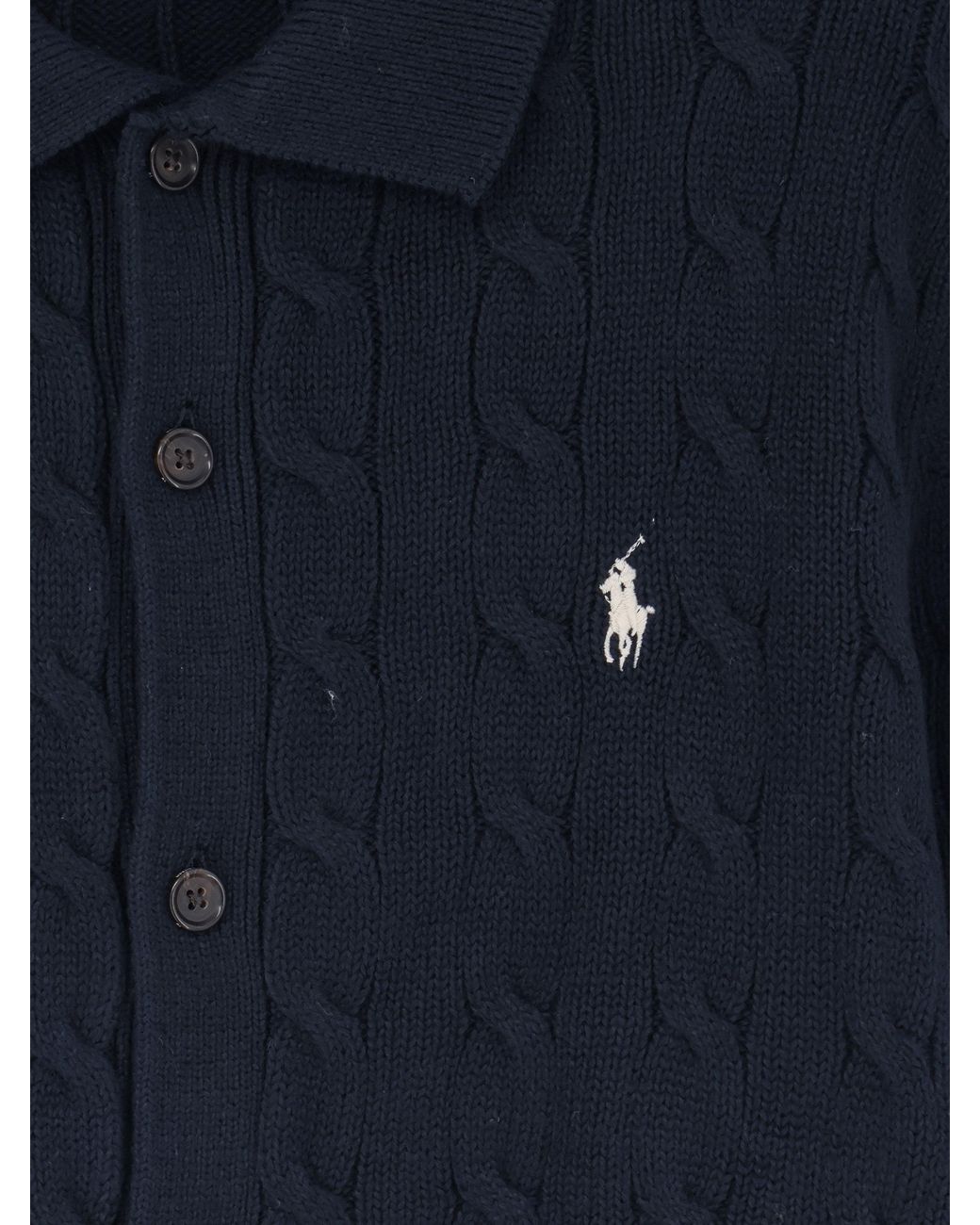 Polo Ralph Lauren Blue Cotton Cardigan With Braided Knit for men