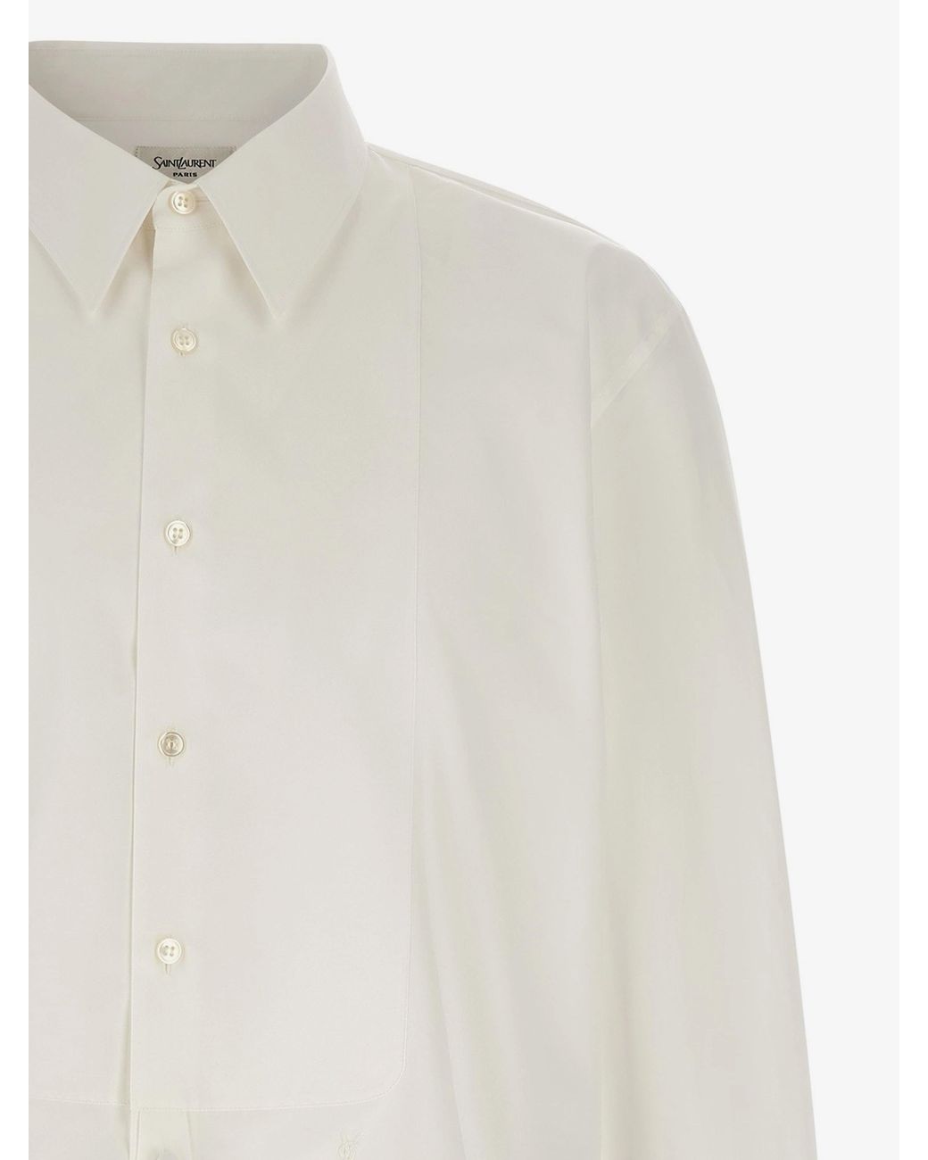 Saint Laurent White Cotton Shirt With Plastron for men