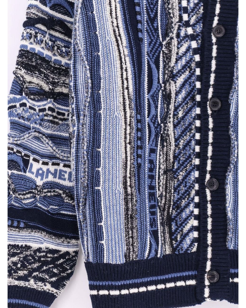 Laneus Blue Jacquard-Pattern Cardigan for men