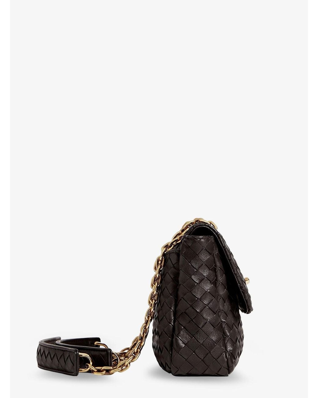 Bottega Veneta Black Madison Leather Crossbody Bag With Intrecciato Motif
