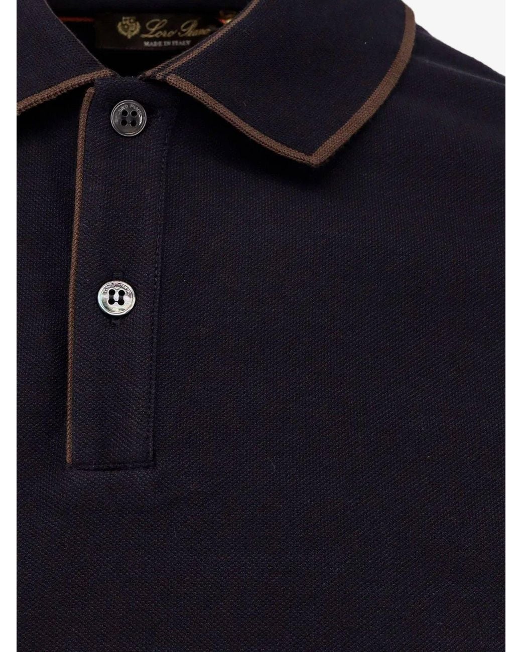 Loro Piana Black Cotton Polo Shirt for men