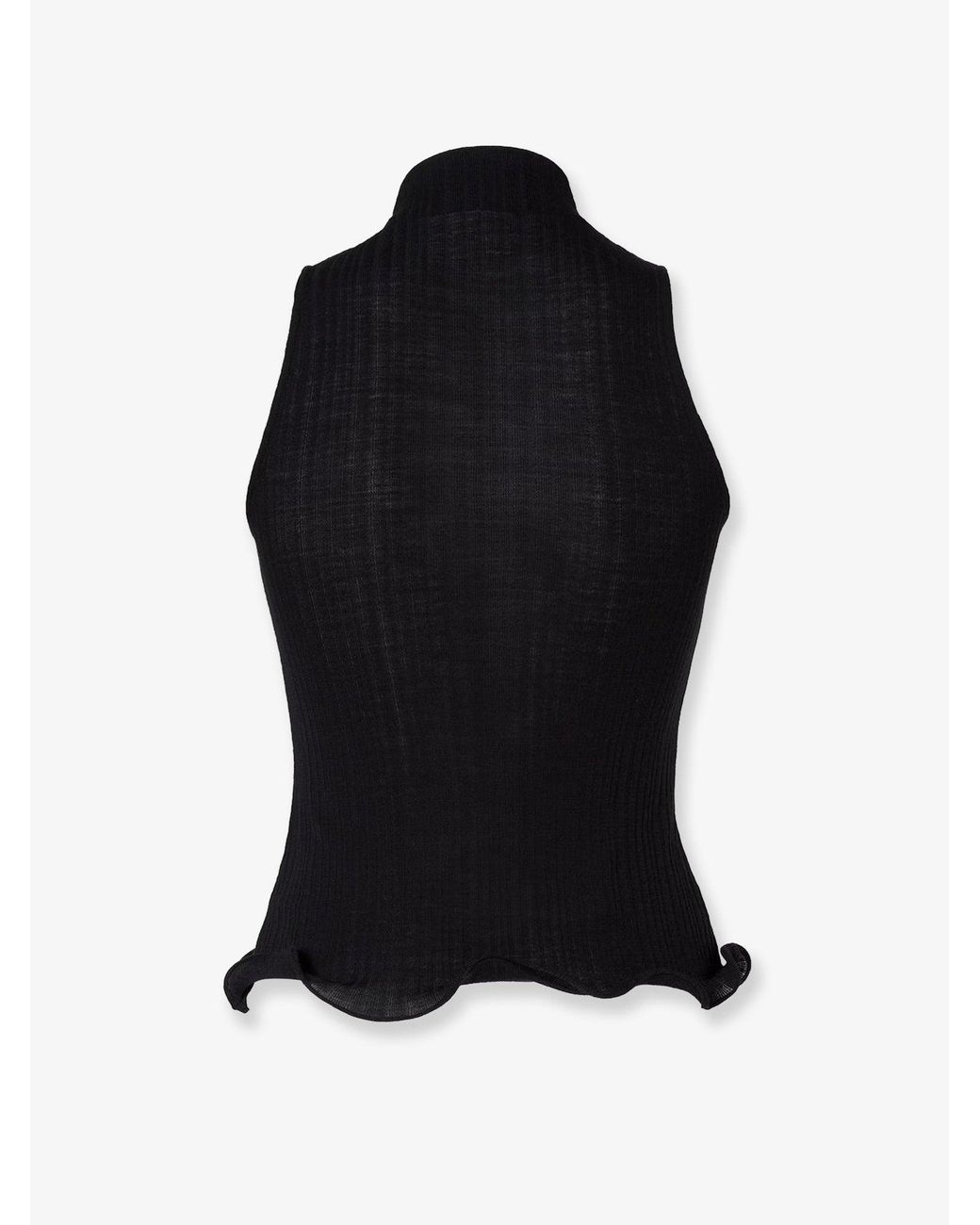 Fendi Black Ribbed Virgin Wool Top