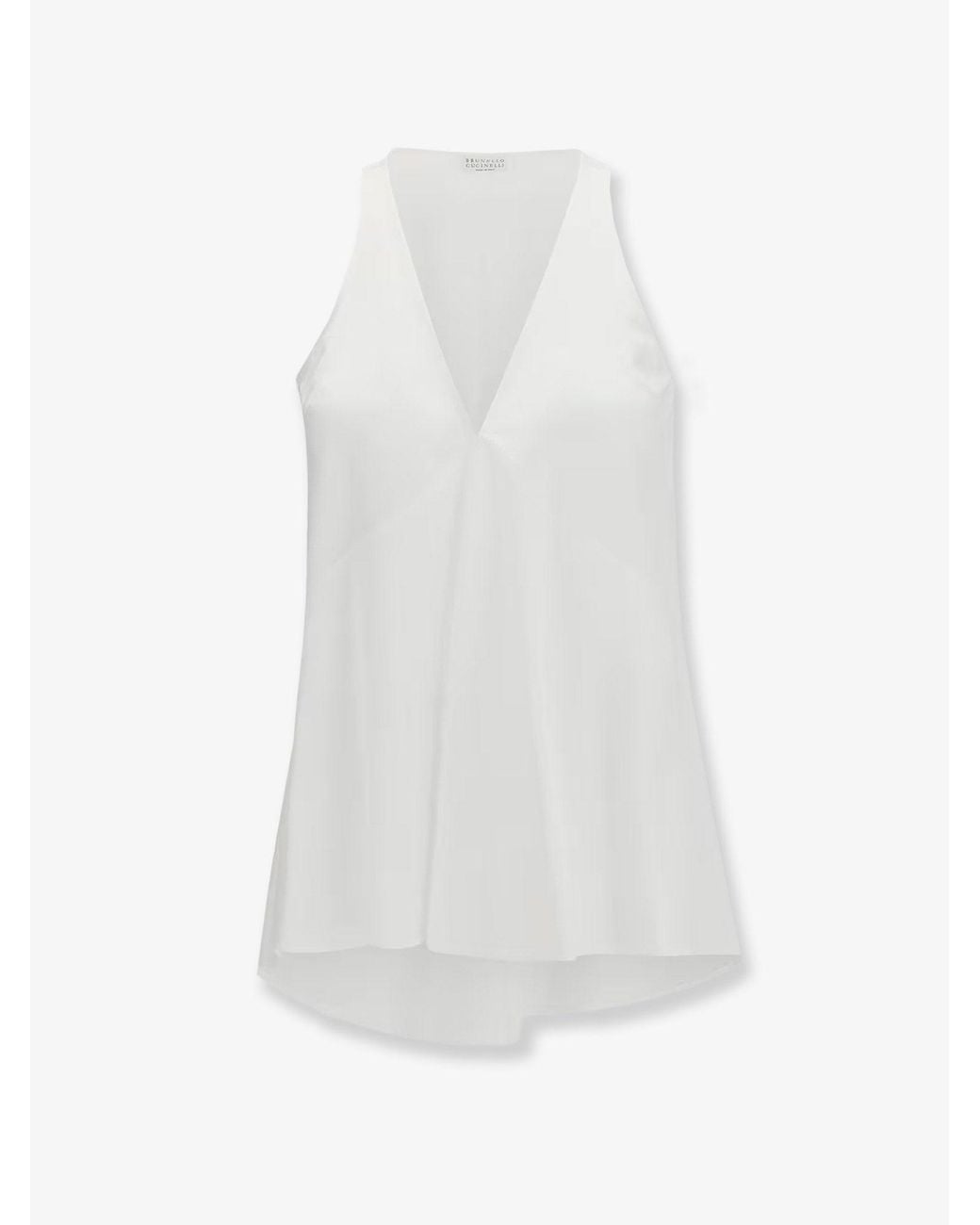 Brunello Cucinelli White Cotton And Silk Top
