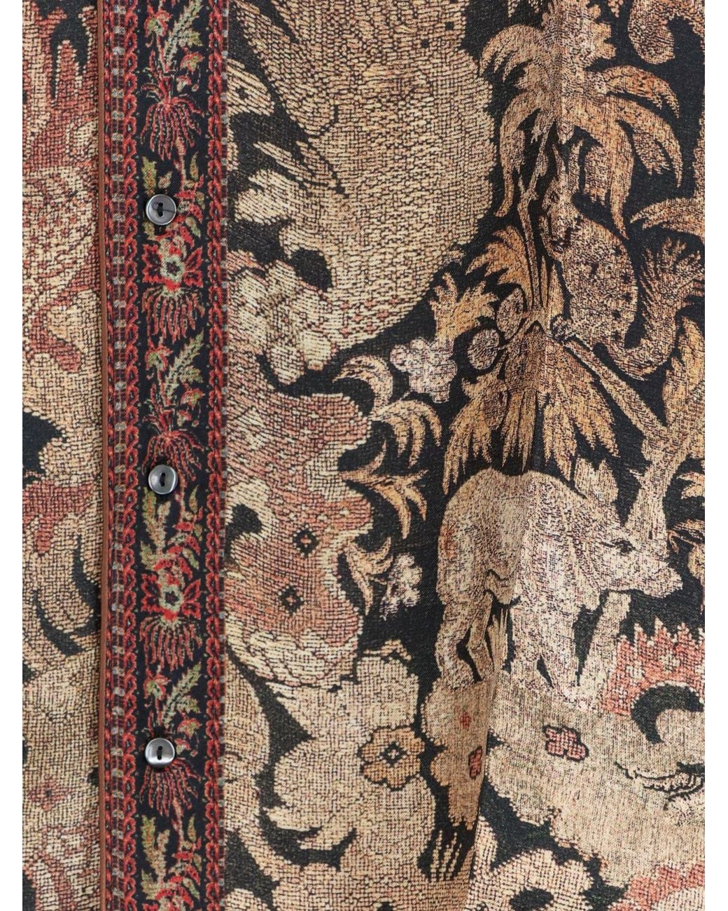 Pierre Louis Mascia Brown Printed Silk Shirt