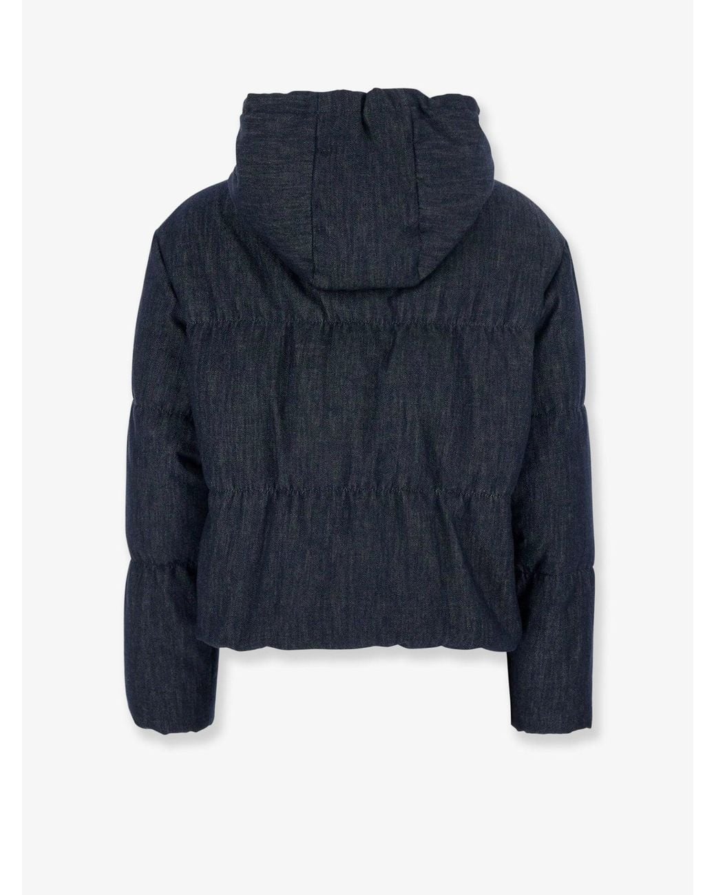 Brunello Cucinelli Blue Hooded Padded Denim Jacket