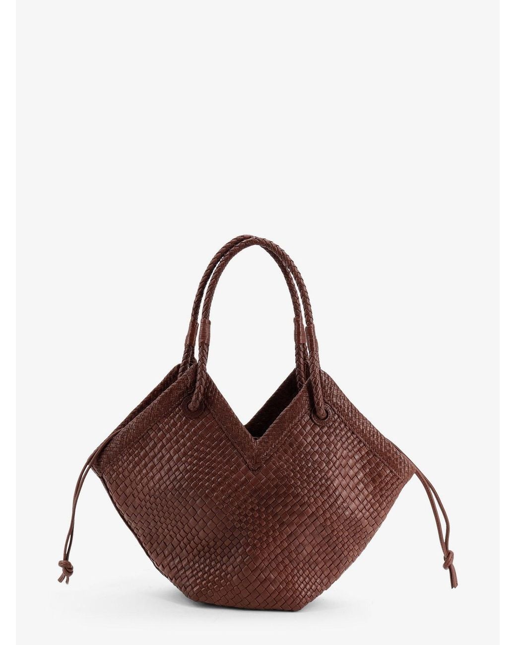 IBELIV Brown Trinity Medium Vegetable-Tanned Leather Shoulder Bag With A Woven Pattern
