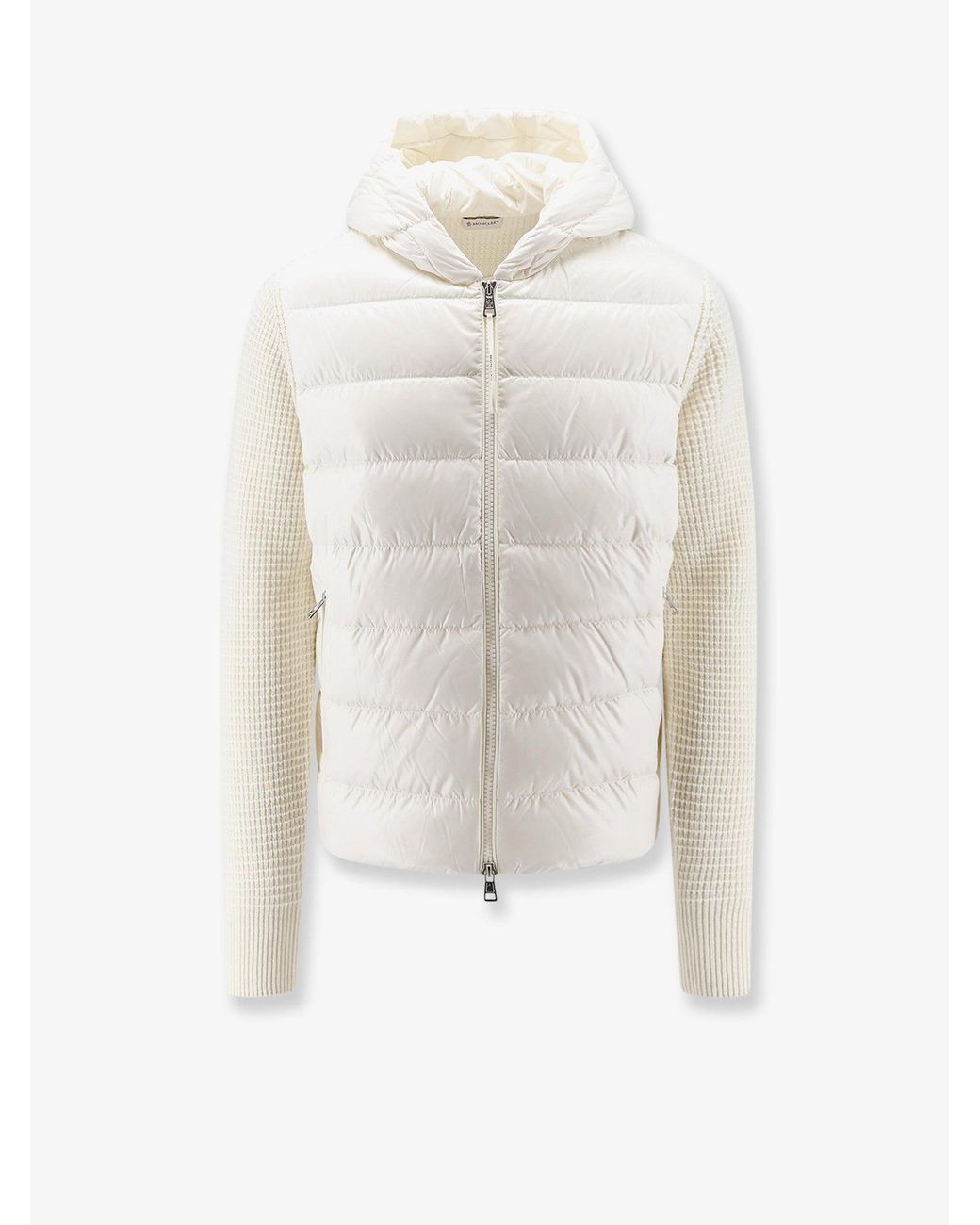 Moncler White Nylon Jacket With Wool And Cashmere Blend Sleeves for men