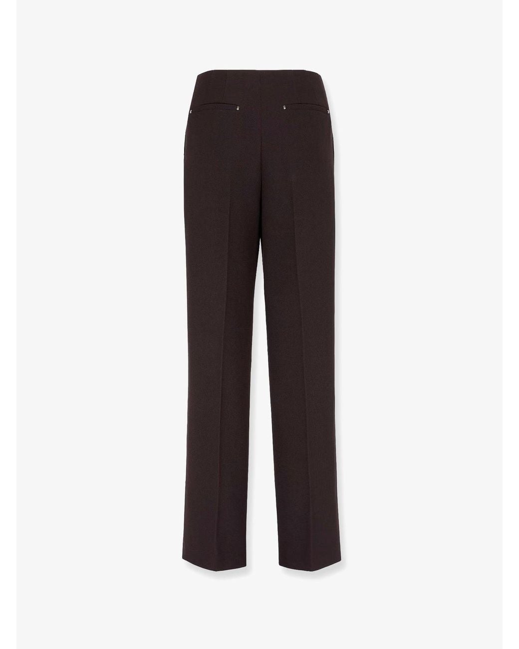 Fendi Brown Virgin Wool Trousers With Metal Ff Details
