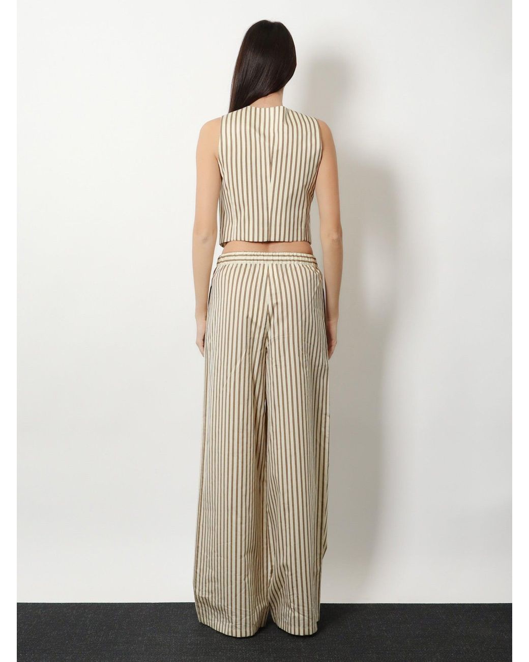 Max Mara White Mxmfauno Striped Cotton And Silk Vest