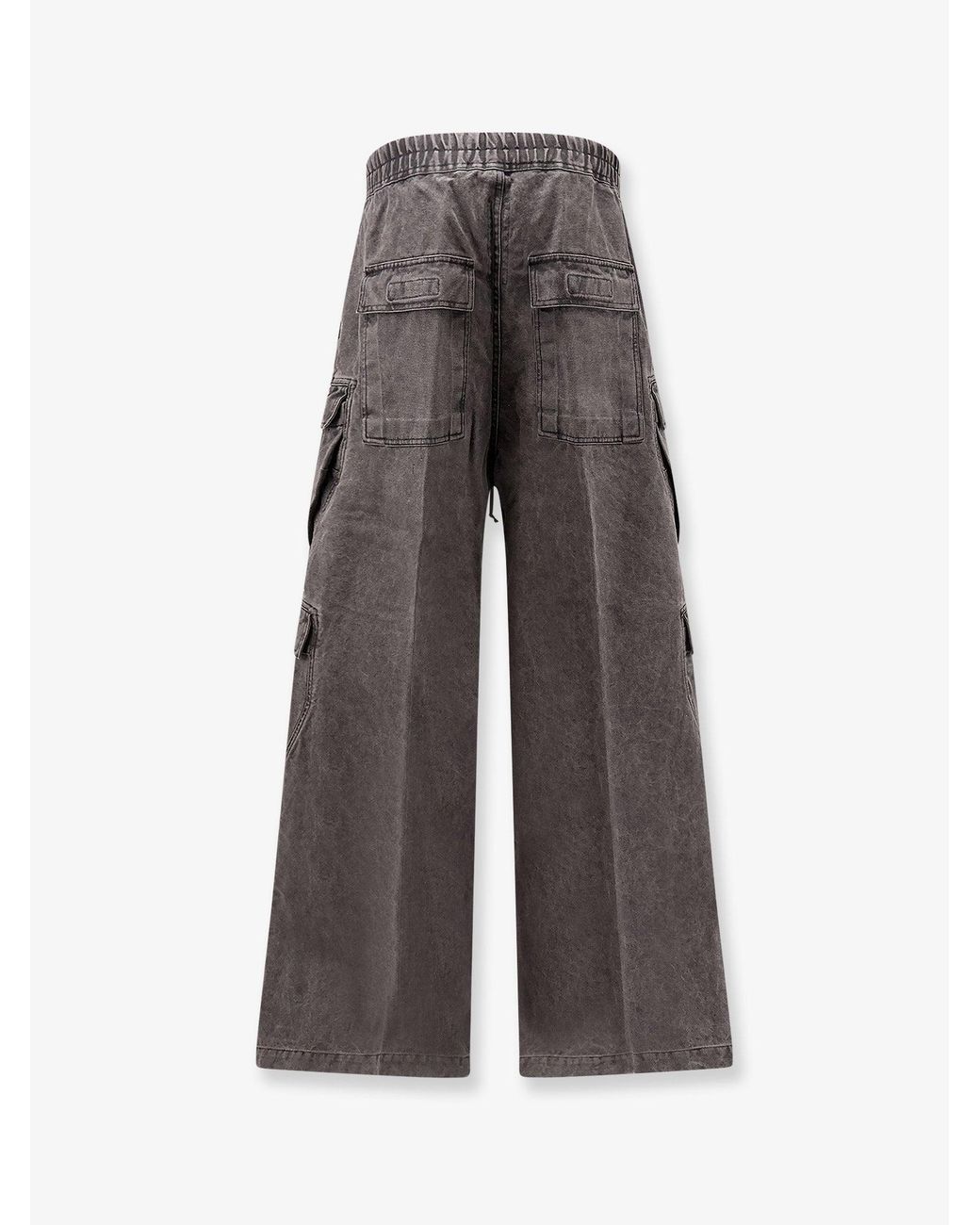 Rick Owens Gray Cotton Double Cargo Jumbo Beas Trousers for men