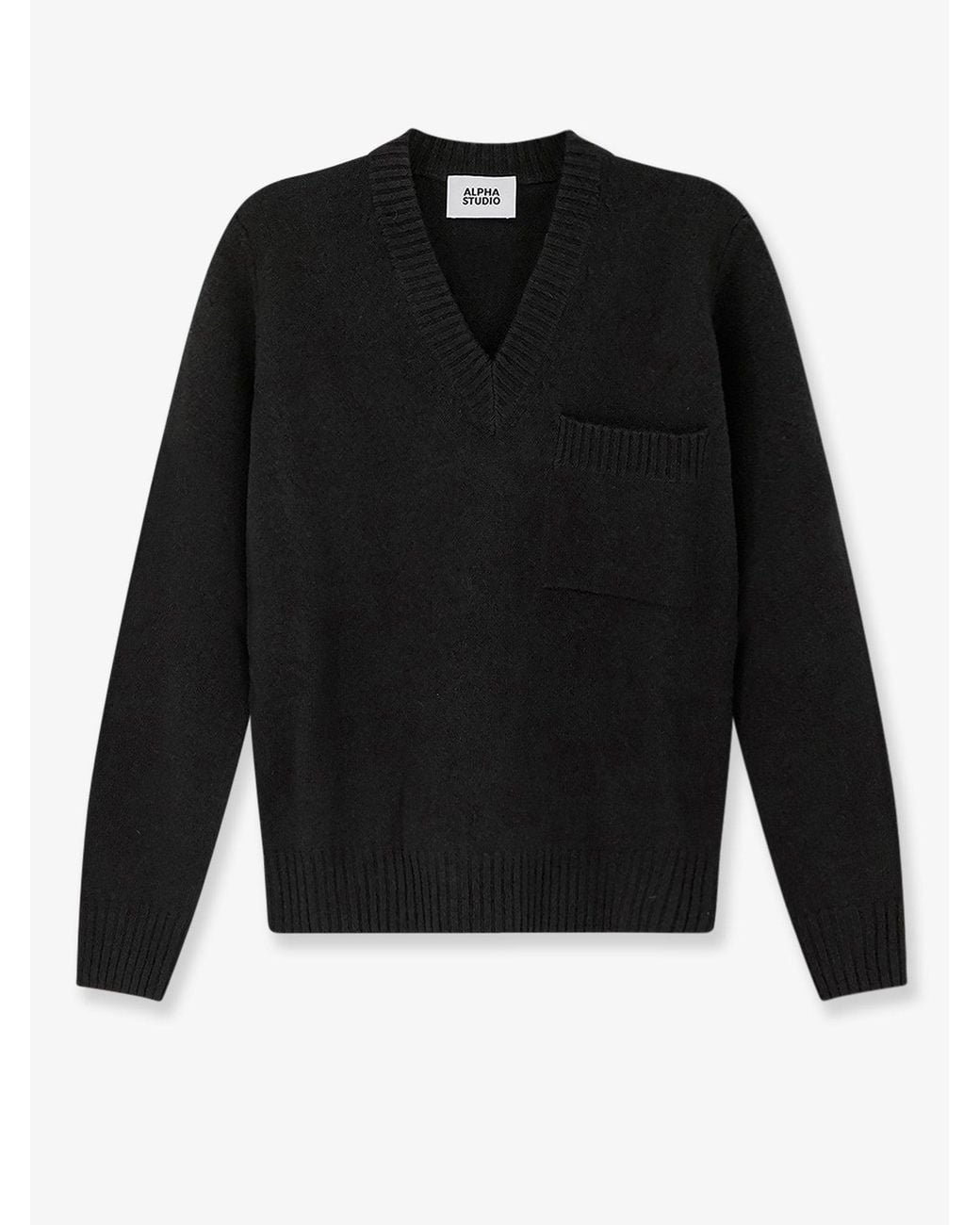 Alpha Studio Black Virgin Wool And Cashmere Sweater for men